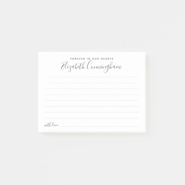 Für immer in unserem Herzen Beerdigung ein Gedächt Post-it Klebezettel (Vorderseite)