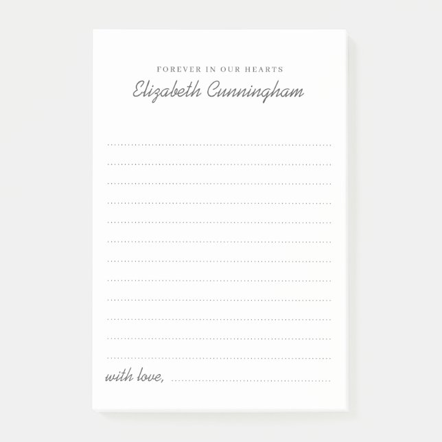 Für immer in unserem Herzen Beerdigung ein Gedächt Post-it Klebezettel (Vorderseite)