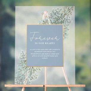 Für immer in unserem Herzen dusty Blue Wedding Mem Acrylschild
