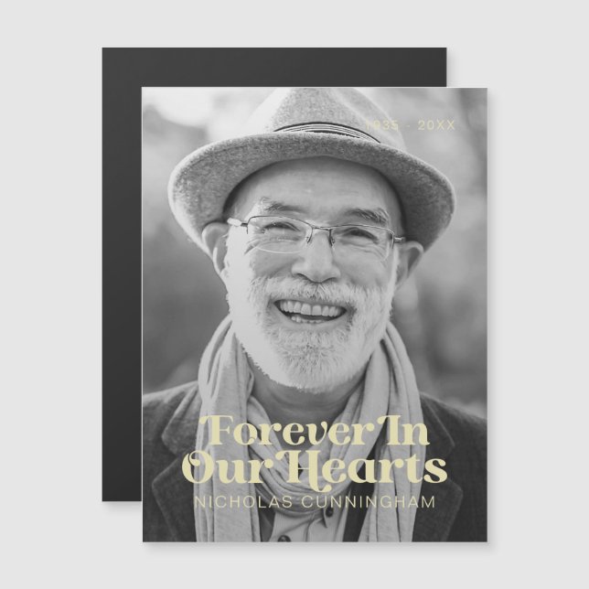 Für immer in unserem Herzen Elegantes Foto-Gedenkm Magnetkarte (Vorne/Hinten)