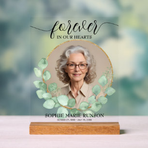 Für immer in unserem Herzen Eukalyptus-Beerdigung Acrylschild