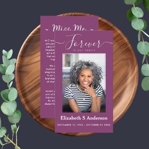 Für immer in unserem Herzen Foto Beerdigung Gebet Visitenkarte