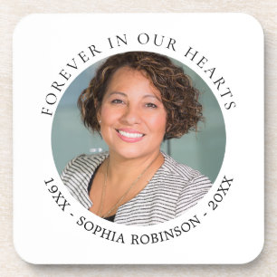 Für immer in unserem Herzen Foto Beerdigungsdenkma Getränkeuntersetzer