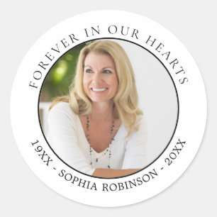 Für immer in unserem Herzen Foto Beerdigungsdenkma Runder Aufkleber