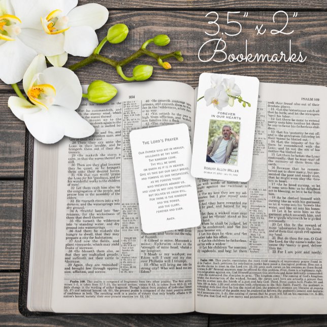 Für immer in unserem Herzen Foto Beerdigungskarte Visitenkarte (3.5 x 2" Forever in Our Hearts Photo Funeral Remembrance Cards with the Lord's Prayer on the back.)