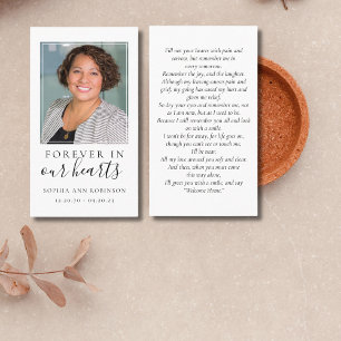 Für immer in unserem Herzen Foto Beerdigungskarte Visitenkarte