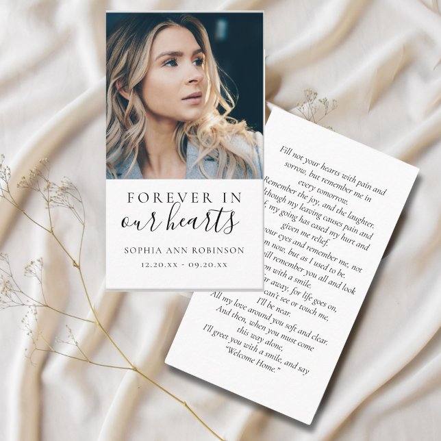 Für immer in unserem Herzen Foto Beerdigungskarte Visitenkarte (Von Creator hochgeladen)