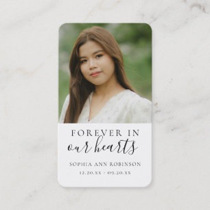 Für immer in unserem Herzen Foto Beerdigungskarte Visitenkarte