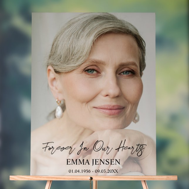 Für immer in unserem Herzen Foto Begrüßungsfeier Acrylschild (Neutral)
