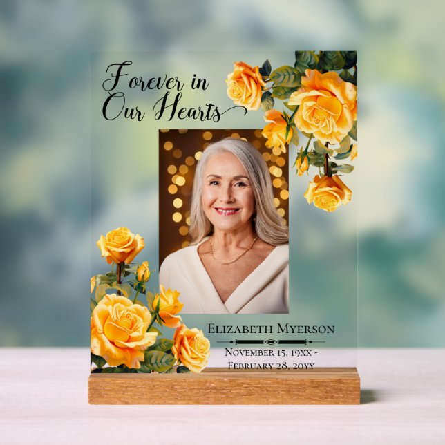 Für immer in unserem Herzen Foto Gedenkmal Akrylli Acrylschild (Neutral)