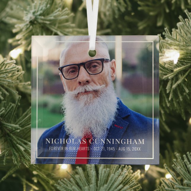 Für immer in unserem Herzen Foto Memorial Keepake Ornament Aus Glas (Insitu)