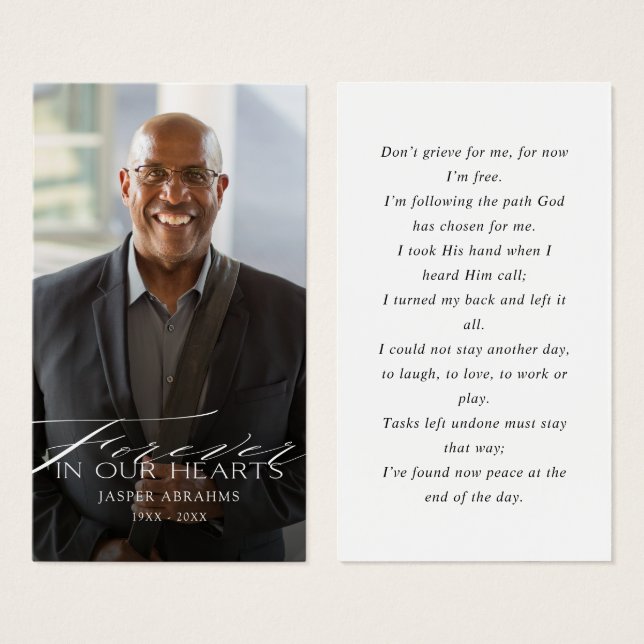 Für immer in unserem Herzen Foto Sympathie-Karte (Vorne & Hinten)