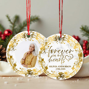 Für immer in unserem Herzen Gold Foil Foto Memoria Keramik Ornament