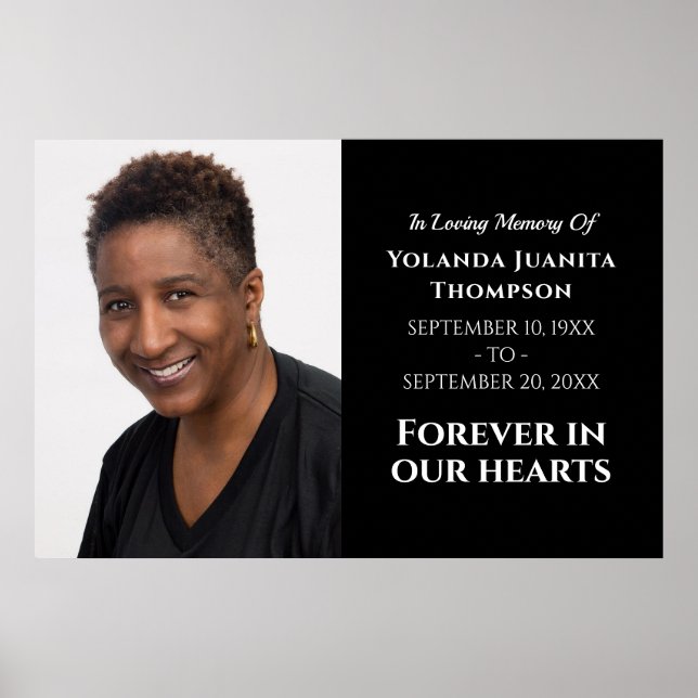 Für immer in unserem Herzen Moderne Beerdigung maß Poster (Vorne)