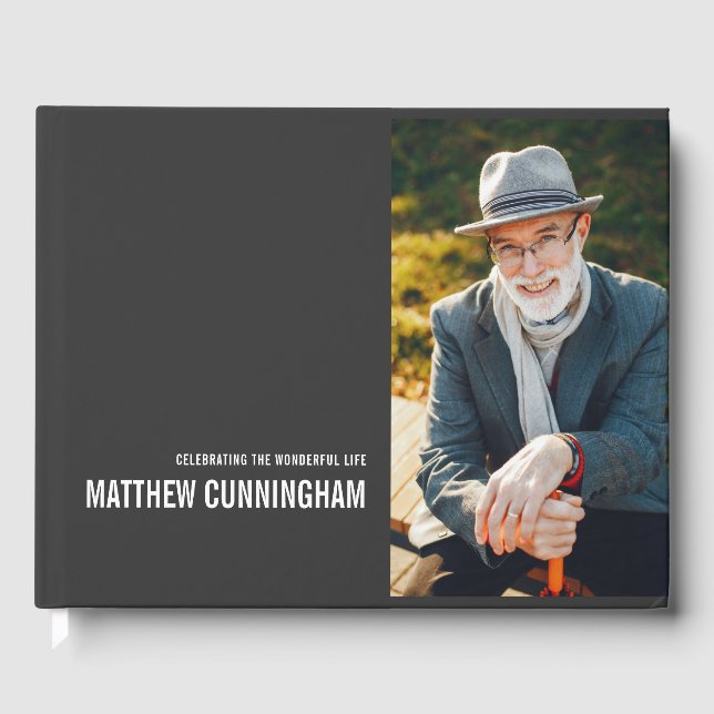 Für immer in unserem Herzen Modernes Custom Foto M Gästebuch (Vorderseite)