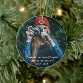 Für immer in unserem Herzen Modernes Foto Memorial Keramik Ornament