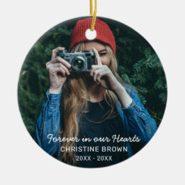 Für immer in unserem Herzen Modernes Foto Memorial Keramik Ornament