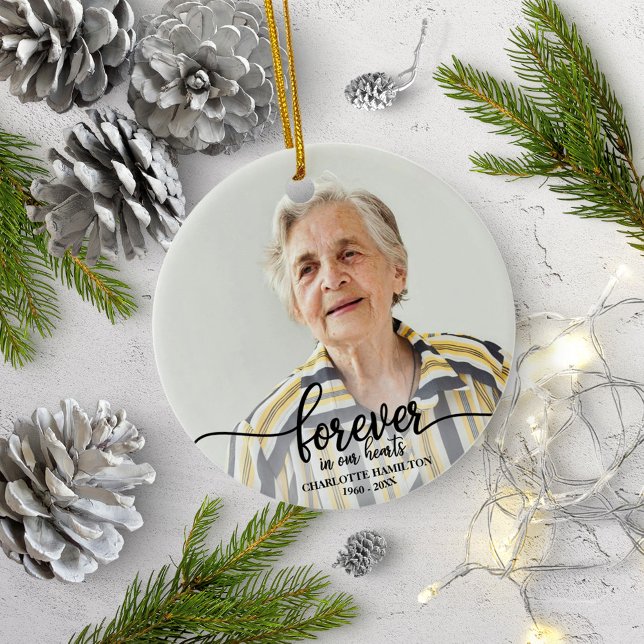 Für immer in unserem Herzen Personalisiertes Foto  Keramik Ornament (Von Creator hochgeladen)