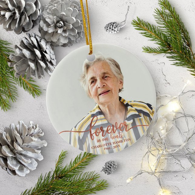 Für immer in unserem Herzen Personalisiertes Foto  Keramik Ornament (Von Creator hochgeladen)