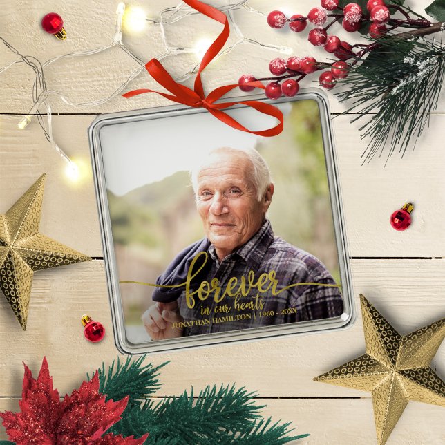 Für immer in unserem Herzen Personalisiertes Foto  Ornament Aus Metall (Von Creator hochgeladen)