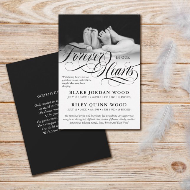 Für immer in unserem Herzen Twins Baby Memorial Ankündigung (Von Creator hochgeladen)