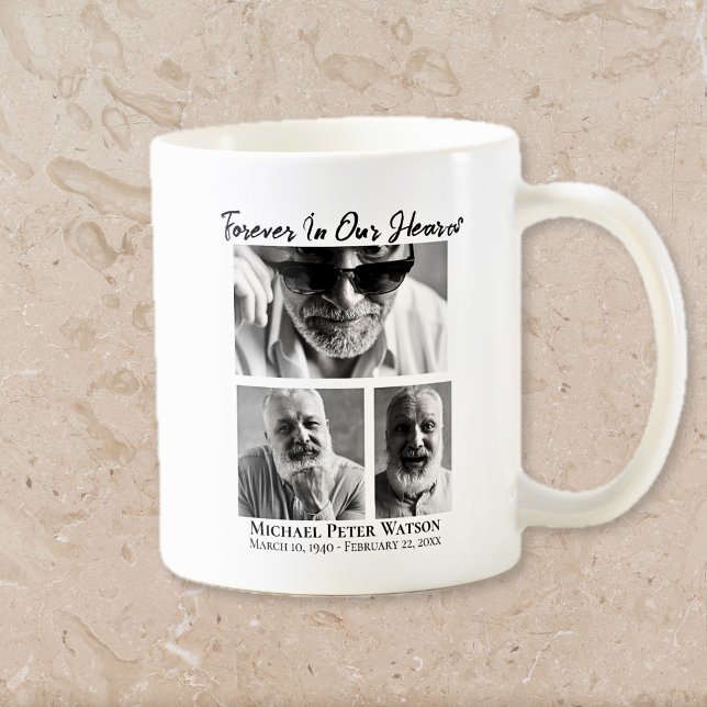 Für immer in unserem Herzen Vater Großvater Gedenk Kaffeetasse (Forever in our Hearts Dad Grandpa Memorial Coffee Mug)