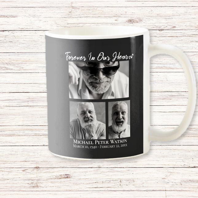Für immer in unserem Herzen Vater Großvater Gedenk Kaffeetasse (Forever in our Hearts Dad Grandpa Memorial Coffee Mug)
