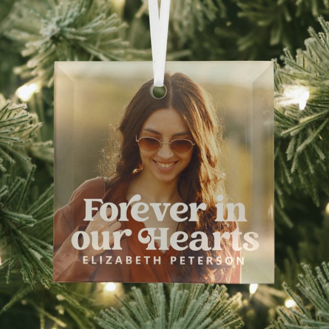 Für immer in unserem Memorial für das einfache Fot Ornament Aus Glas (Insitu)