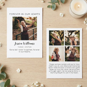 Für immer in unseren Herzen 5 Foto-Trauergebet Telefonnummerkarte