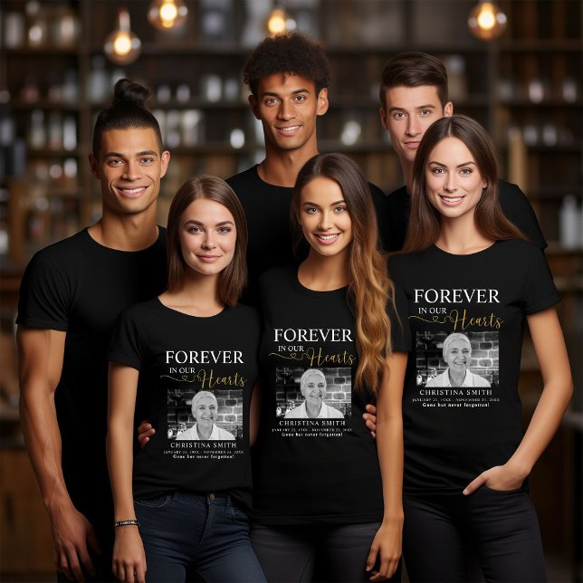 Für immer in unseren Herzen Beerdigung Foto Gedenk Tri-Blend Shirt (Von Creator hochgeladen)