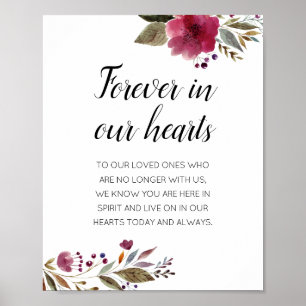 Für immer in unseren Herzen Burgunder Florales Mem Poster
