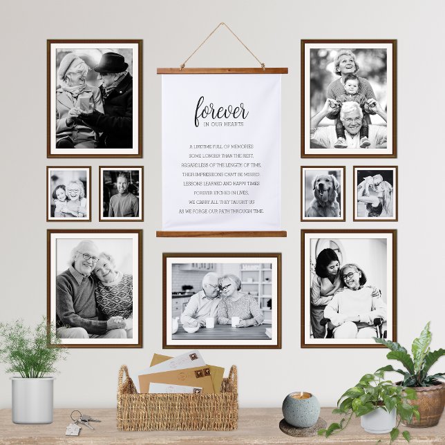 Für immer in unseren Herzen Erinnerung an die Maue Wandteppich Mit Holzrahmen (forever in our hearts sympathy gift remembrance wall art home decor keepsake typography family decor)