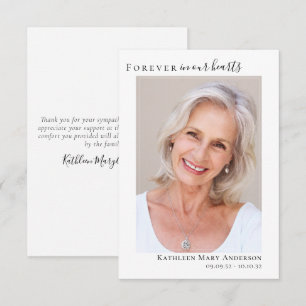Für immer in unseren Herzen Foto Anteilnahme Danke Mitteilungskarte