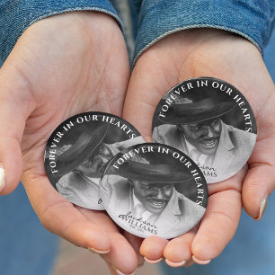 Für immer in unseren Herzen Foto-Gedenk- Trauerf Button