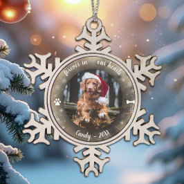 Für immer in unseren Herzen | Foto Pet Memorial Bo Schneeflocken Zinn-Ornament