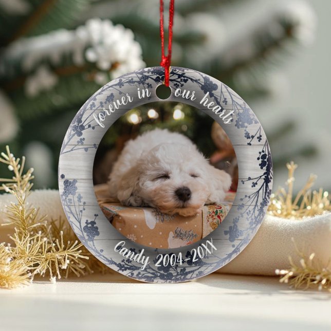 Für immer in unseren Herzen | Foto-Pet-Memoryhefte Keramik Ornament (Von Creator hochgeladen)