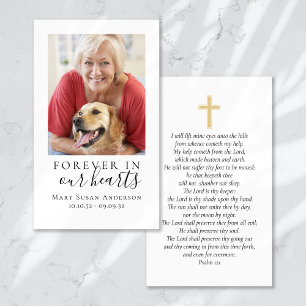 Für immer in unseren Herzen Foto-Trauerkarte Gebet