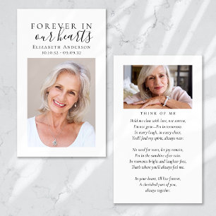 Für immer in unseren Herzen Foto-Trauerkarte Gebet