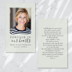 Für immer in unseren Herzen Foto-Trauerkarte Gebet