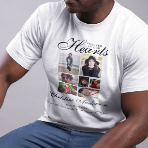 Für immer in unseren Herzen Fotocollage-Gedenkbi T-Shirt