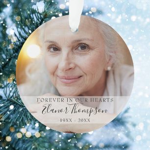Für immer in unseren Herzen Gedenkfoto Weihnachten Keramik Ornament