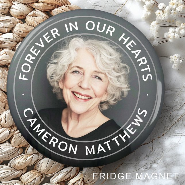 Für immer in unseren Herzen Gedenkstätte voller Fo Magnet (Forever in our hearts memorial full photo magnet)