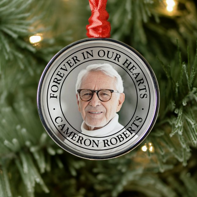 Für immer in unseren Herzen Gedenkstätte voller Fo Ornament Aus Metall (Baum)