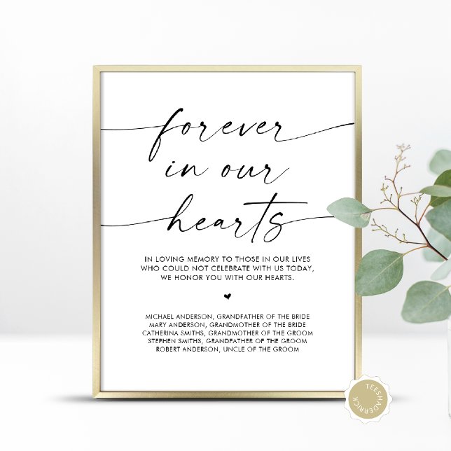 Für immer in unseren Herzen, Gedenktisch für Hochz Poster (In Loving Memory, Wedding Memorial Table Sign, Forever In Our Hearts, Digital Download, Printed)