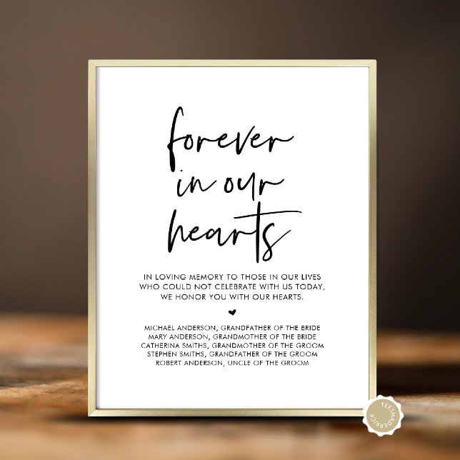 Für immer in unseren Herzen, Gedenktisch für Hochz Poster (In Loving Memory, Wedding Memorial Table Sign, Forever In Our Hearts, Digital Download, Printed)