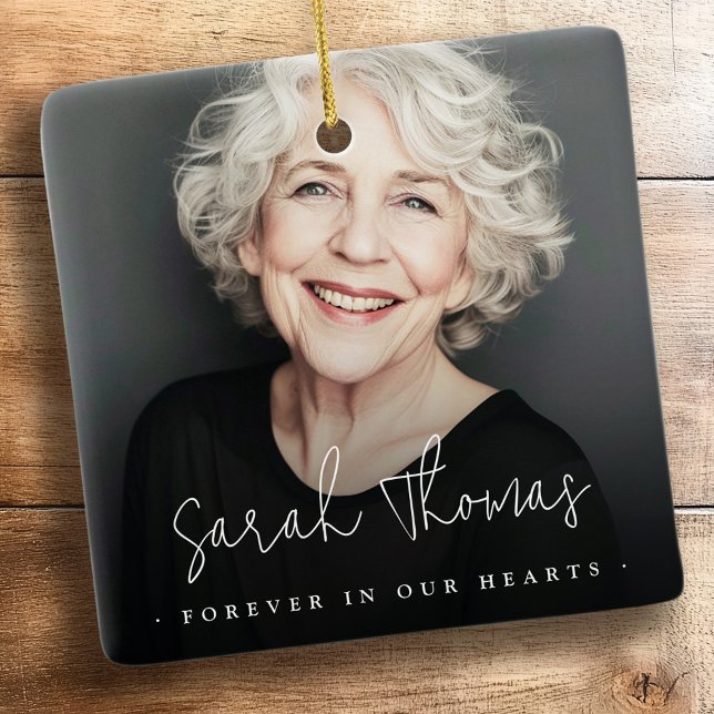 Für immer in unseren Herzen Grabdenkmal schwarz Keramikornament (Forever in our hearts funeral memorial black ceramic ornament
)