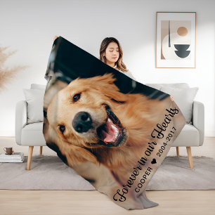 Für immer in unseren Herzen Haustier-Gedenkfoto Fleecedecke