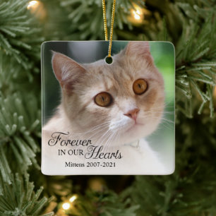 Für immer in unseren Herzen Katzenfoto Keramikornament