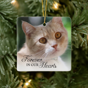 Für immer in unseren Herzen Katzenfoto Keramikornament