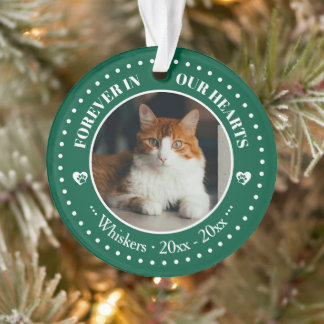 Für immer in unseren Herzen Katzenfoto- und Namens Ornament